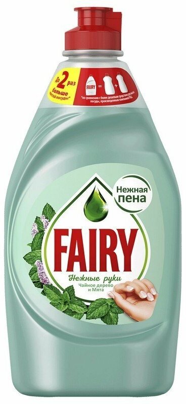 Средство для мытья посуды, 450 мл, FAIRY (Фейри) "Нежные руки", "Чайное дерево и мята"