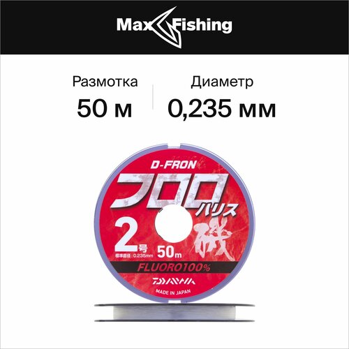 Флюрокарбоновая леска для рыбалки Daiwa D-Fron Fluoro Harisu #2 0,235мм 50м (clear)