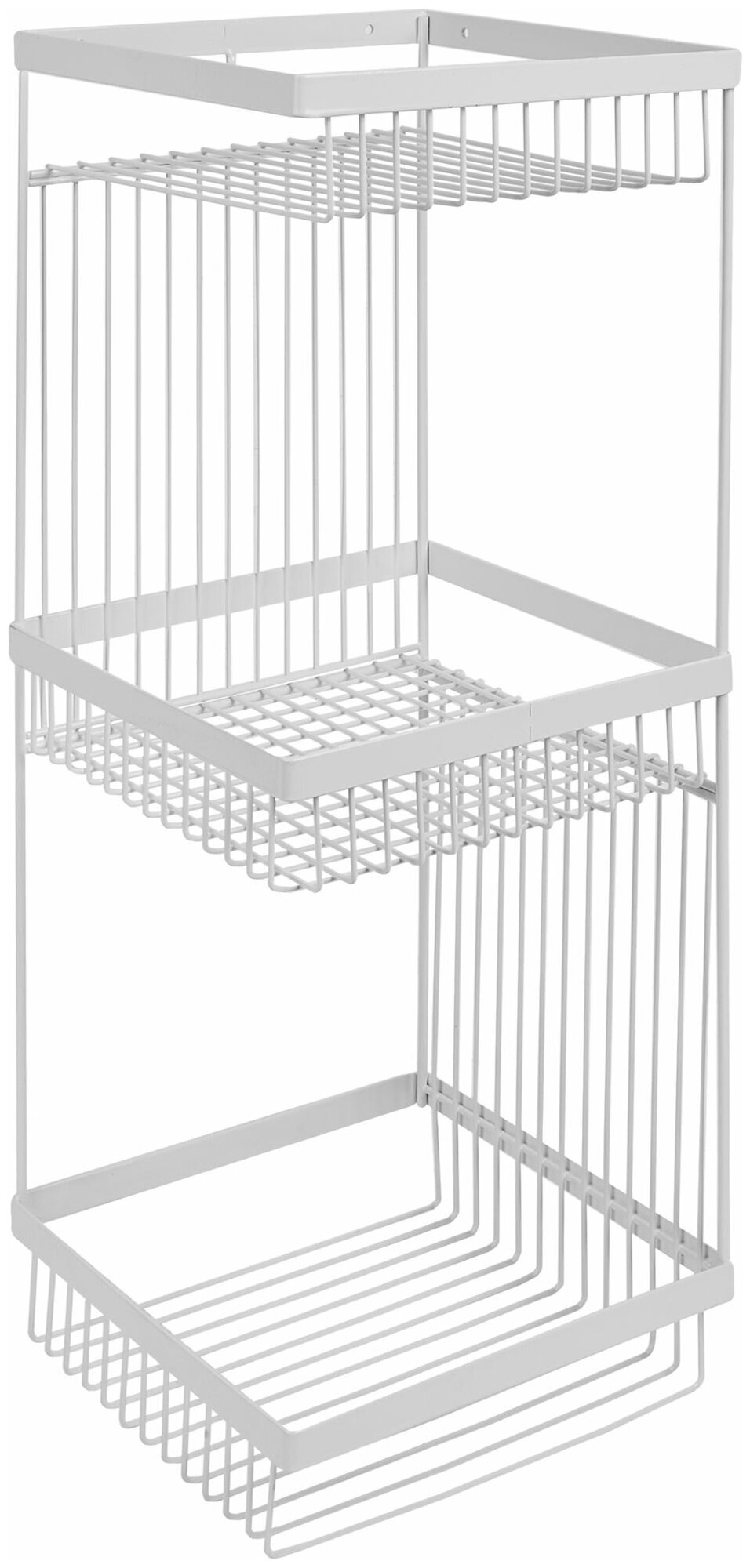 Полка для ванны комнаты Like трехъярусная прямая 20x20x52 см металл цвет белый