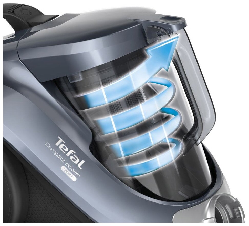 Пылесос TEFAL TW3796EA, 750Вт, черный/голубой - фото №4