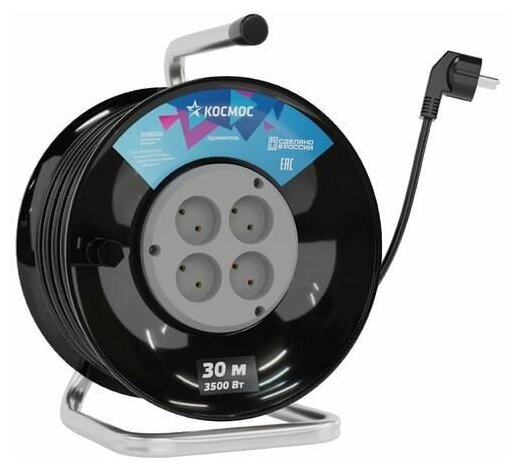 Удлинитель на катушке 4х30м 16А IP20 3.5кВт ПВС 2х1.5 космос YKKsm30m-4g(16A)