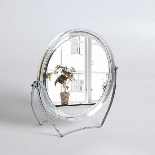 Зеркало настольное, на подставке, двустороннее, с увеличением, d зеркальной поверхности 12.5 см, цвет прозрачный зеркало косметическое двустороннее рыжий кот m 1 13 4 x 10 4 x 2 см