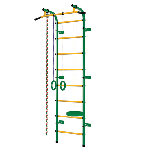 Спортивный комплекс на базе шведской стенки Пионер С1Н, зеленый/желтый