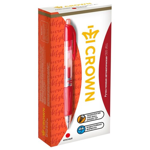 фото Crown набор гелевых ручек ceo jell, 0.7 мм, красный цвет чернил, 12 шт.