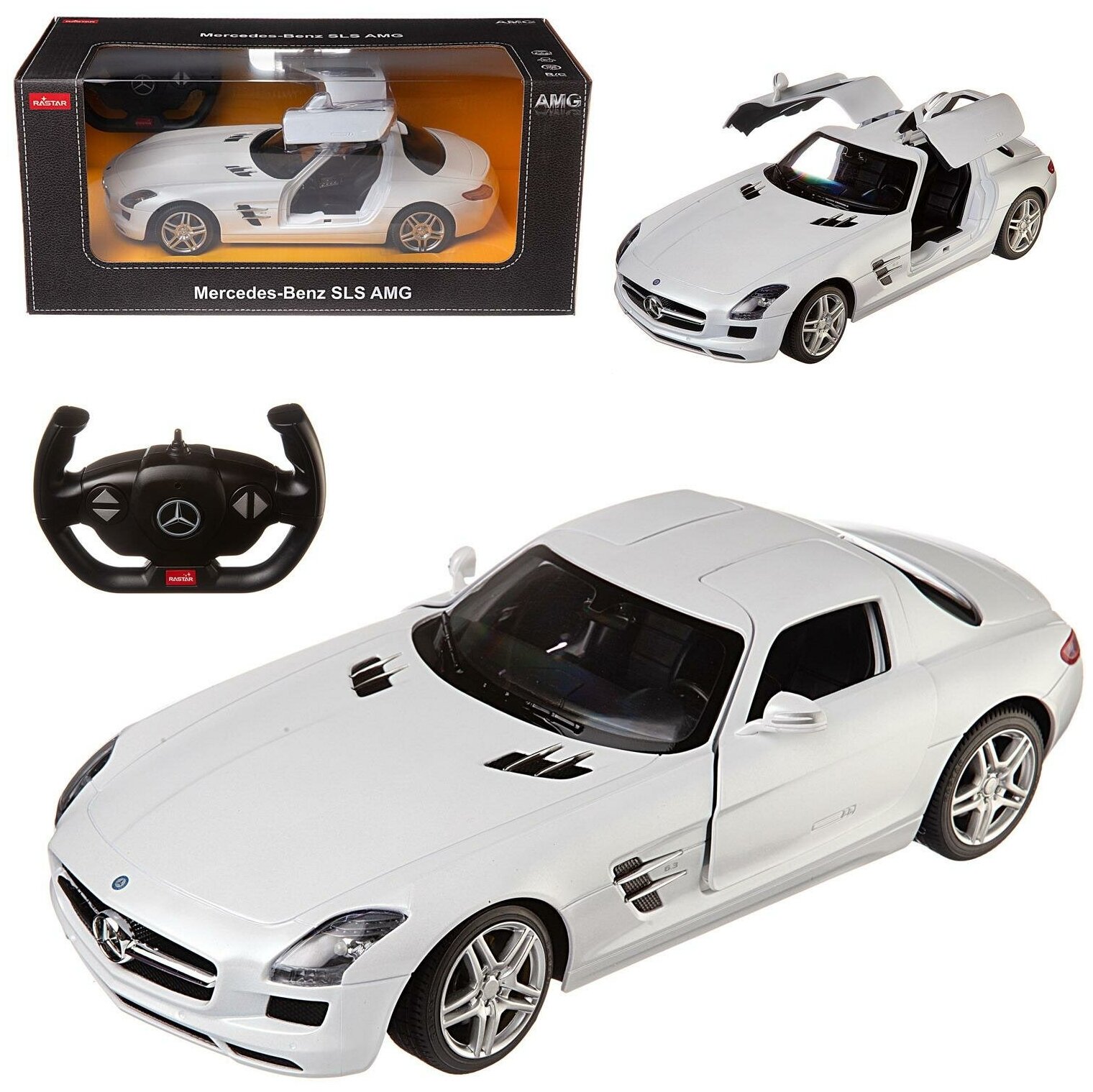 Машина р у 1:14 Mercedes-Benz SLS AMG, цвет белый 27MHZ 47600W