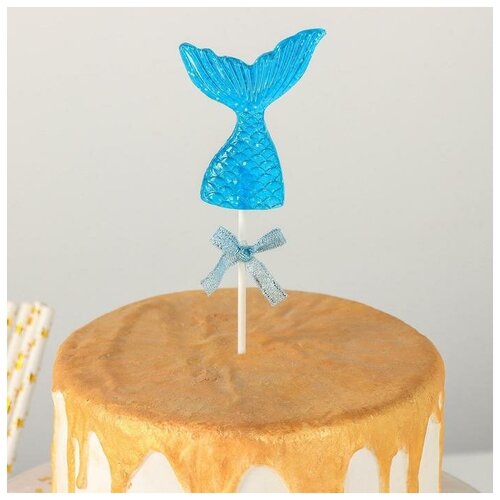 Топпер КНР на торт Хвост русалки, 18,5х5 см, цвет голубой (6912060) пчелы изготовленный на заказ топпер для торта шмель торт ко дню рождения день рождения торт топпер пчелы на торт фигурки жениха и невест