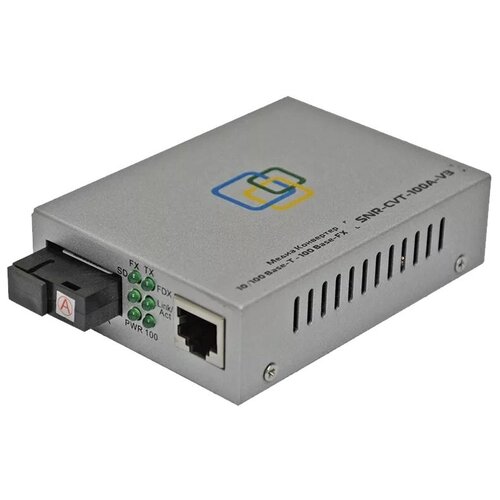 Медиаконвертер SNR SNR-CVT-100A-V3, RJ-45, SC, 20 км