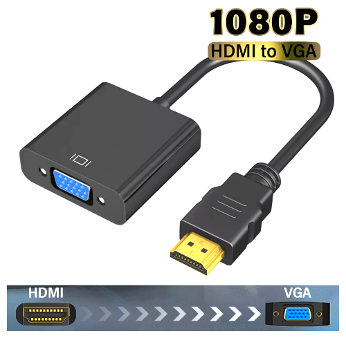 Переходник адаптер HDMI-VGA черный для мониторов ноутбуков