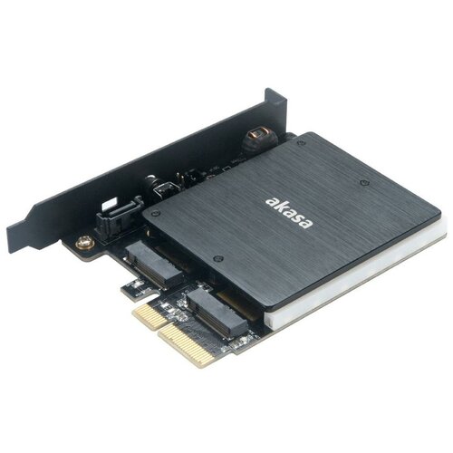 Салазки для HDD Переходник-конвертер Akasa AK-PCCM2P-03 с радиатором для 2xM.2 NGFF M-Type SSD в PCIe 3.0 x4