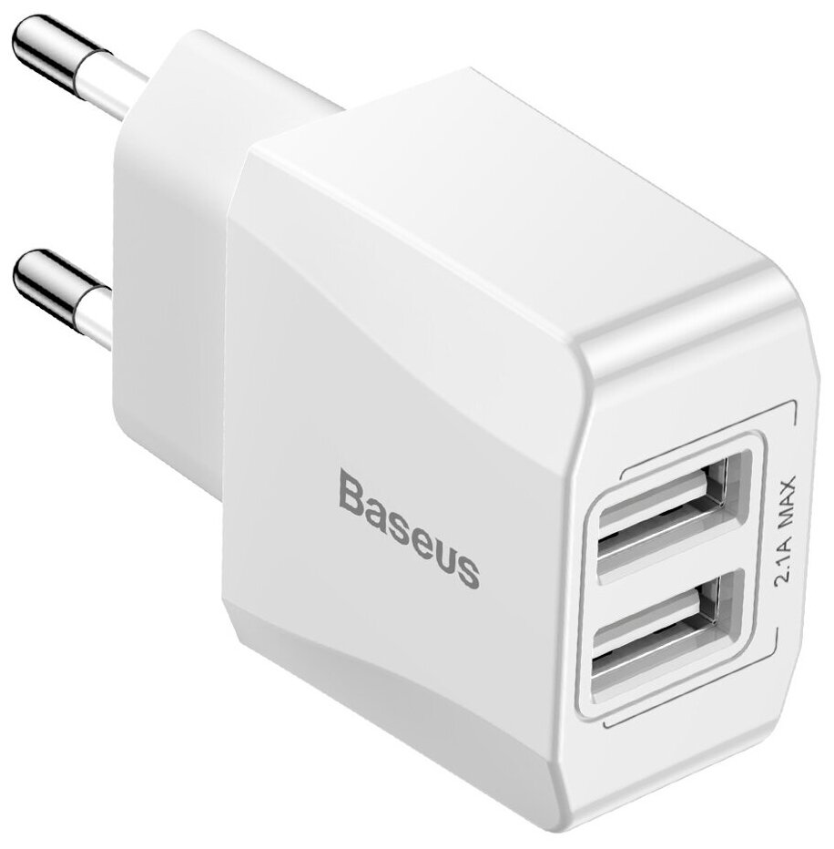 Сетевое зарядное устройство Baseus Mini Dual-U Charger, белый