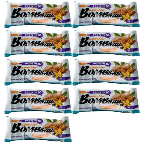 фото Протеиновый батончик bombbar protein bar 9 x 60 г, миндаль-ваниль