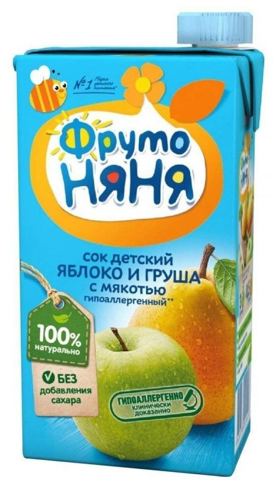 Сок ФрутоНяня яблоко, груша, с мякотью, 0,5л., 1шт - фотография № 9