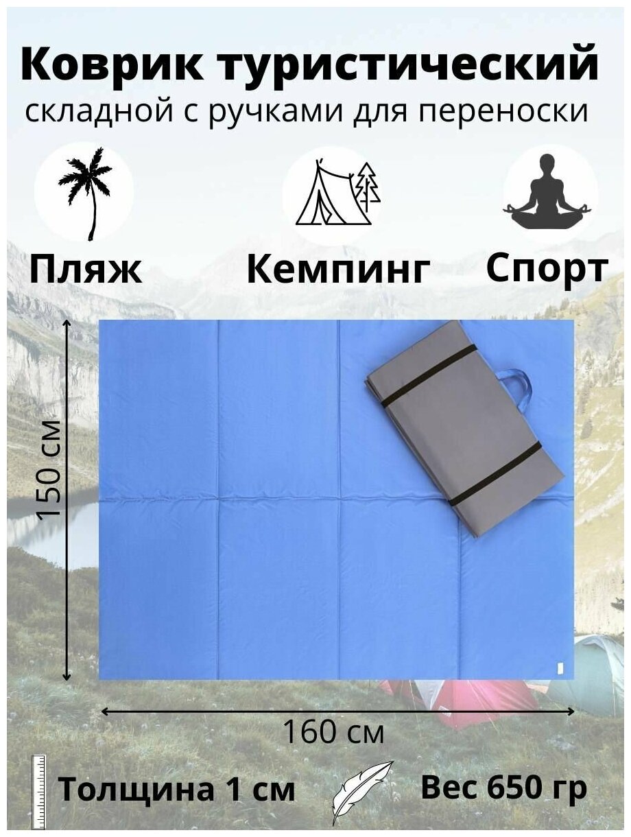 Коврик пляжный складной 150*160 см длягальки и песка