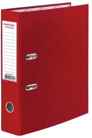 Папка-регистратор офисмаг с арочным механизмом, покрытие из ПВХ, 50 мм, красная, 225754