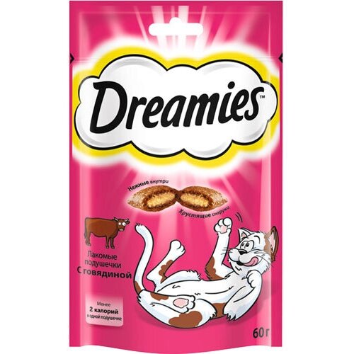 Dreamies Лакомые подушечки для кошек с говядиной, 7555, 0,06 кг (34 шт)