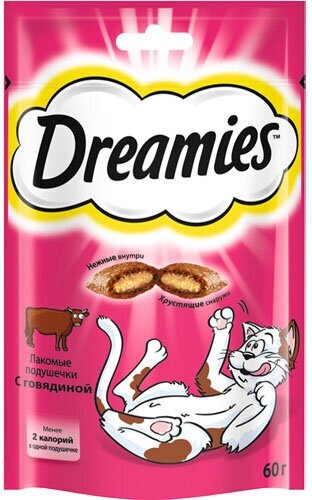 Dreamies Лакомые подушечки для кошек с говядиной, 7555, 0,06 кг (34 шт)