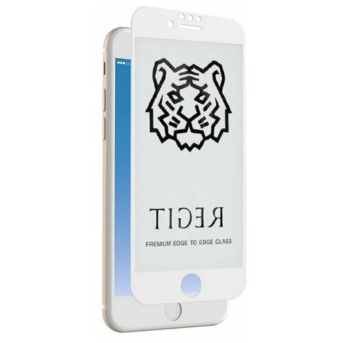 Противоударное защитное стекло для Apple iPhone 7 Plus и 8 Plus / Полноэкранное cтекло премиум класса на Эпл Айфон 7 Плюс и 8 Плюс / TIGER на весь экран Premium от 3D до 21D (Белый)
