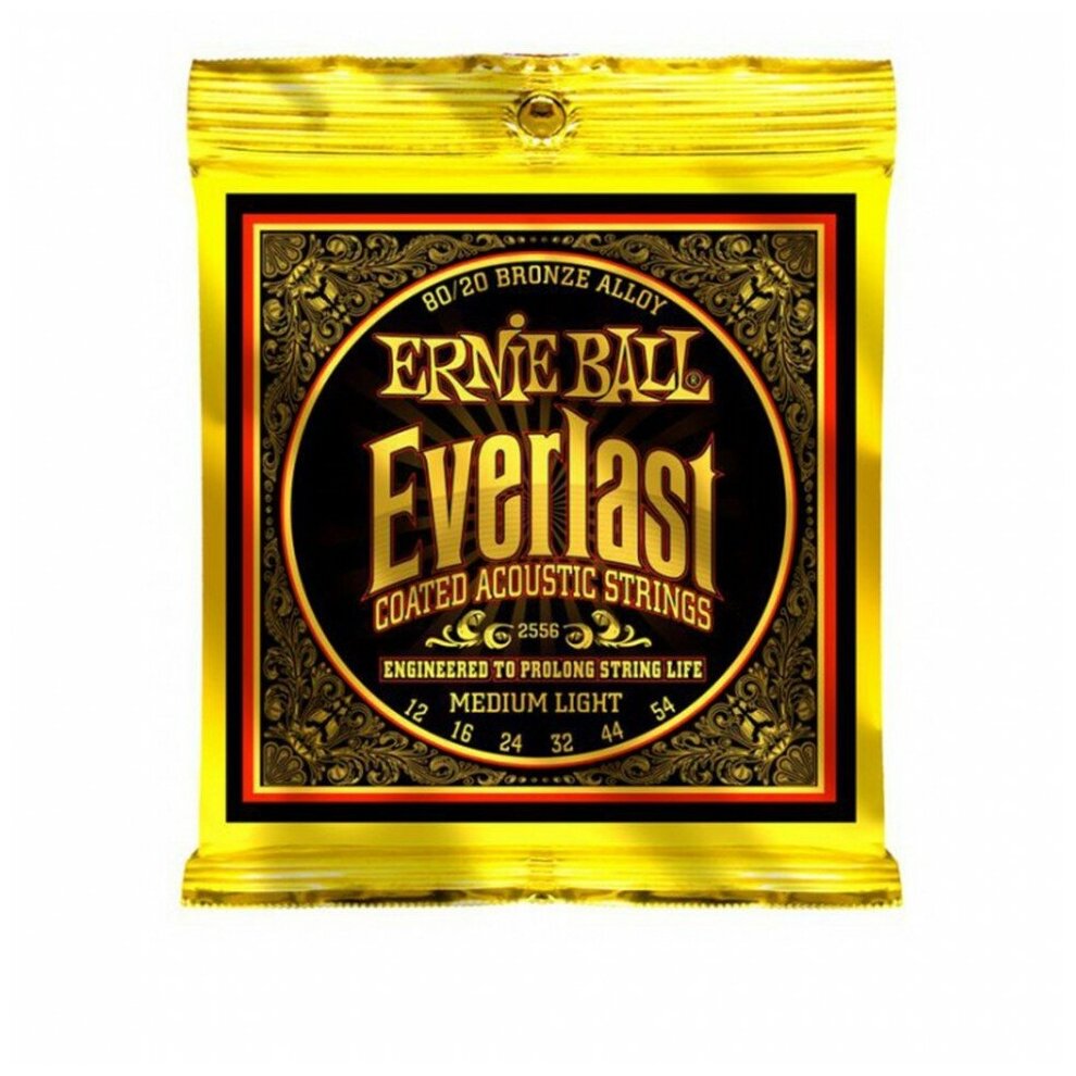 ERNIE BALL 2556 Everlast Coated 80/20 Bronze Medium Light 12-54 - Струны для акустической гитары