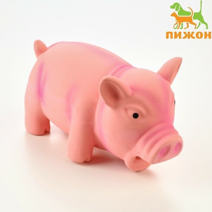 Игрушка хрюкающая для собак из латекса Хрюшка, 6 см, розовая 1 шт