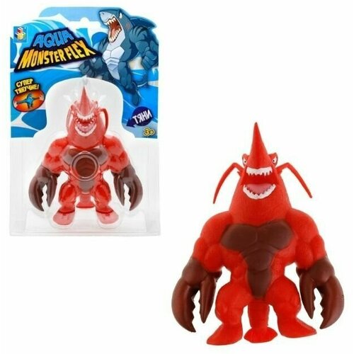 Игрушка антистреcc 1TOY MONSTER FLEX AQUA, тянущаяся фигурка, 14 см тянущаяся фигурка monster flex dino 14 см 14 видов микс