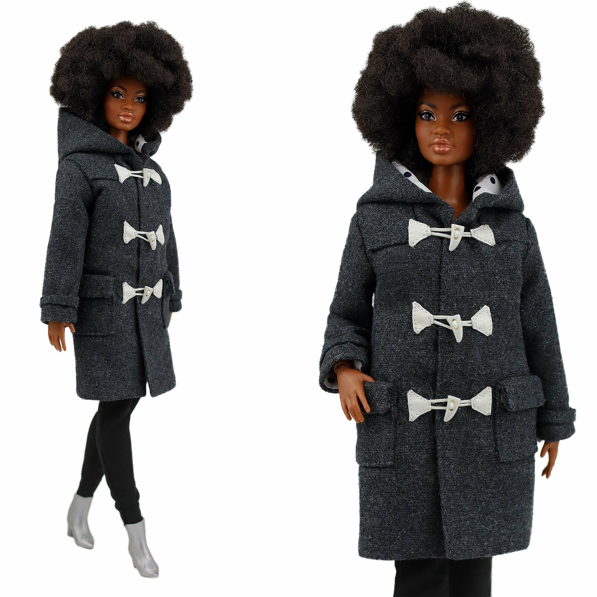 Эксклюзивное серое пальто-дафлкот для кукол 29 см. типа барби ограниченного тиража
