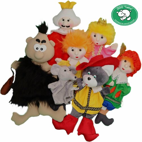 Набор мягких игрушек на руку Тайга для домашнего кукольного театра по сказке Кот в сапогах, 7 кукол-перчаток набор игрушек на руку тайга по сказке коза дереза