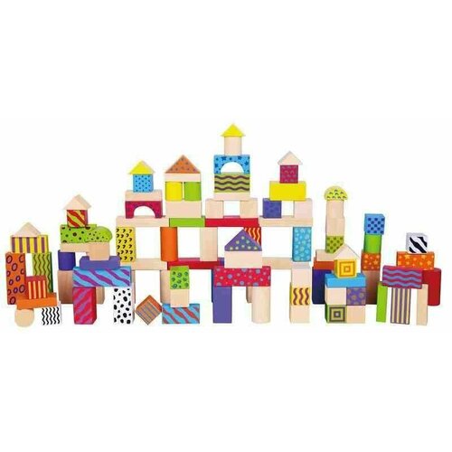Конструктор цветной (100 деталей) в ведре развивающие игрушки из дерева деревянный конструктор зоопарк viga 50 дет в ведре конструктор для малышей viga