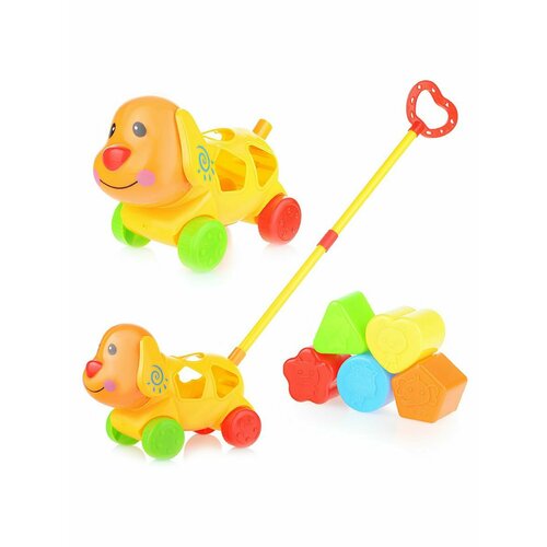 Игрушка для малышей Каталка сортер детская с ручкой Собачка детская игрушка каталка бабочка с ручкой развивающая игрушка для малышей