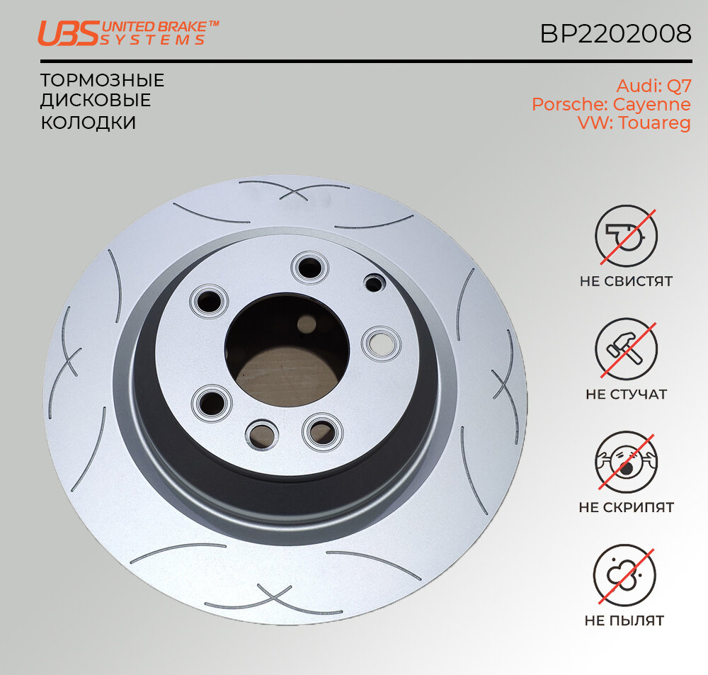 UBS BP2202008 Премиум тормозной диск Audi Q7 15 / Porsche Cayenne 10 / Touareg 10зад. вент. слотированный с покрытием, 1шт.