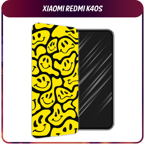 Силиконовый чехол на Xiaomi Poco F4/Redmi K40S / Сяоми Редми K40S Расплывчатые смайлики желтые силиконовый чехол на xiaomi poco f4 redmi k40s сяоми редми k40s девушка в черном купальнике прозрачный