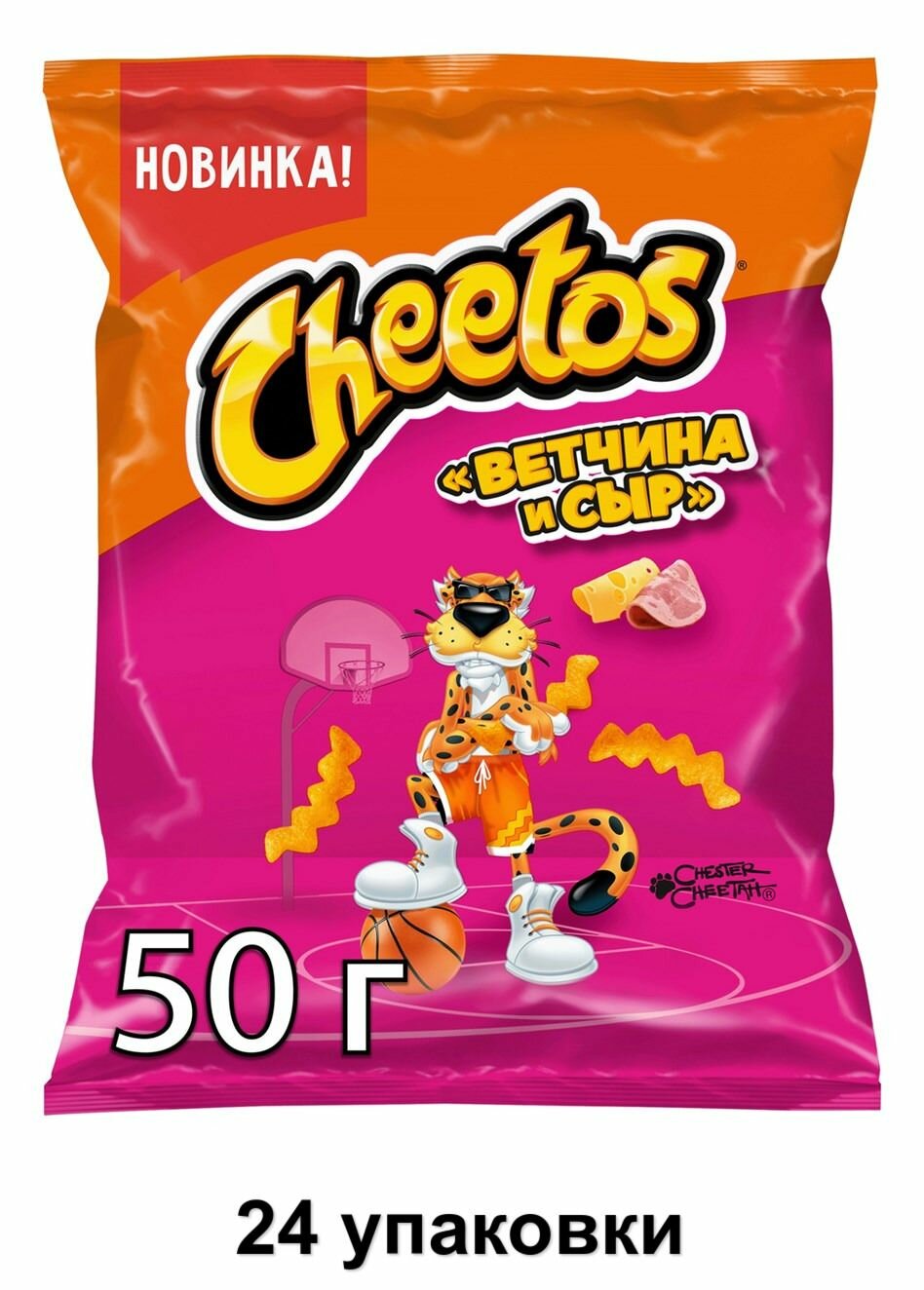 Cheetos Снэки кукурузные Ветчина и сыр, 50 г, 24 уп