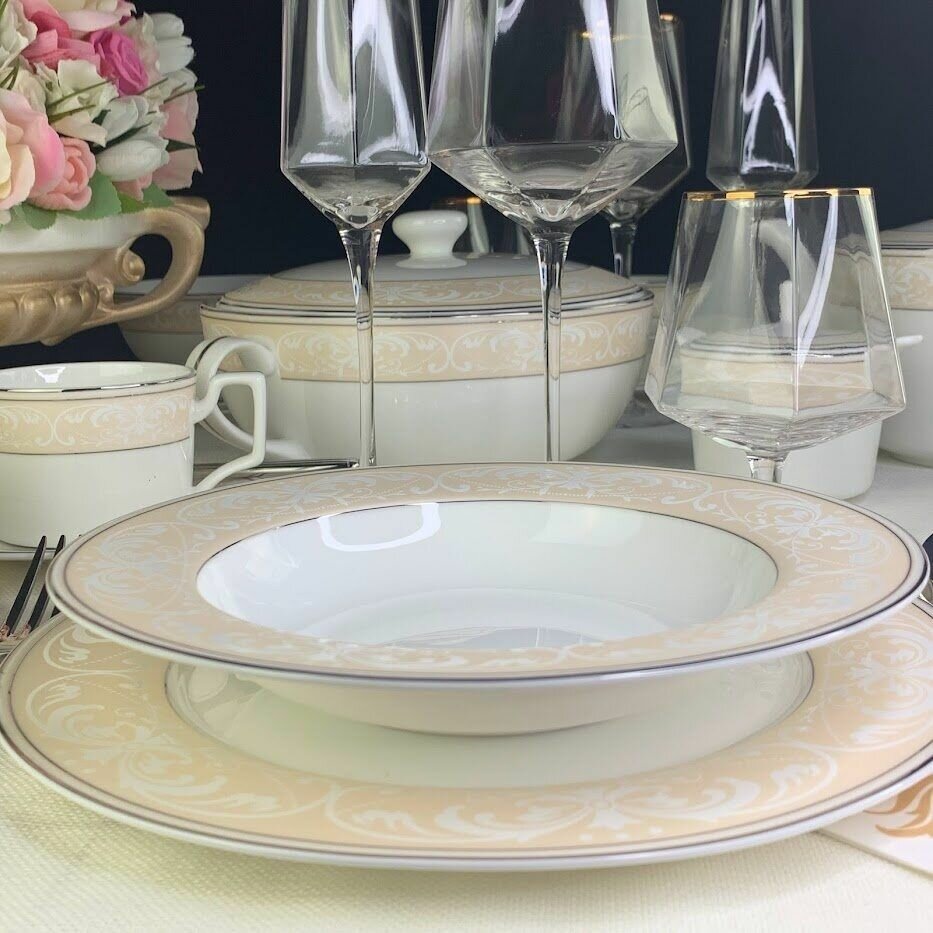 Набор тарелок 2 шт глубоких суповых 23 см набор посуды на 2 персоны Lenardi Джульетта, костяной фарфор