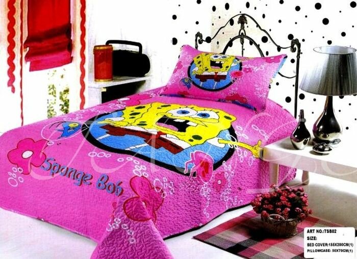 фото Покрывало полутороспальное сатин детское с декоративной наволочкой