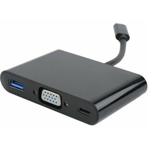 Переходник USB Cablexpert A-CM-VGA3in1-01, USB Type-C/VGA + USB3 + подзарядка USB-C, 15см, пакет (A-CM-VGA3in1-01) концентратор gembird uhb cm cru3p1u2p2 01 usb type c 3 port usb hub usb3 1 usb 2 0 with card reader