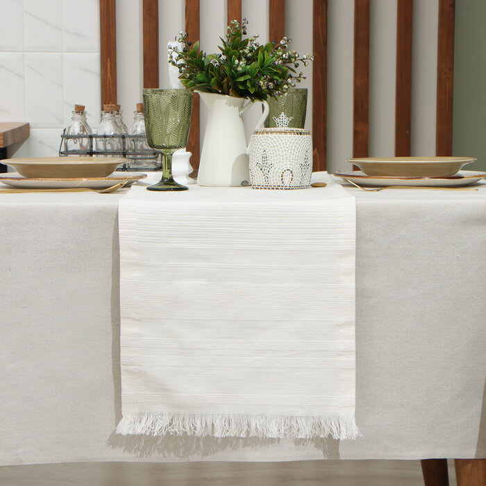 фото Дорожка на стол Этель, цв. серый, 35х188 см, 100% хл