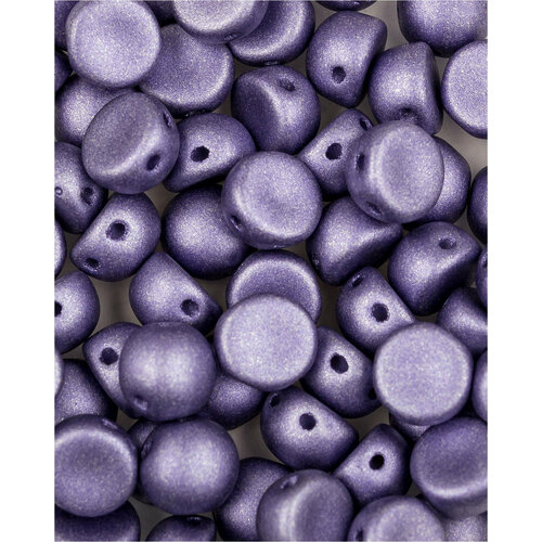 Стеклянные чешские бусины с двумя отверстиями, Cabochon bead, 6 мм, цвет Alabaster Metallic Purple, 50 шт.