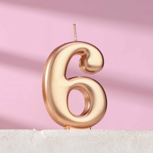 SUI Свеча для торта Европейская гигант цифра 6 7 см розовое золото 278₽