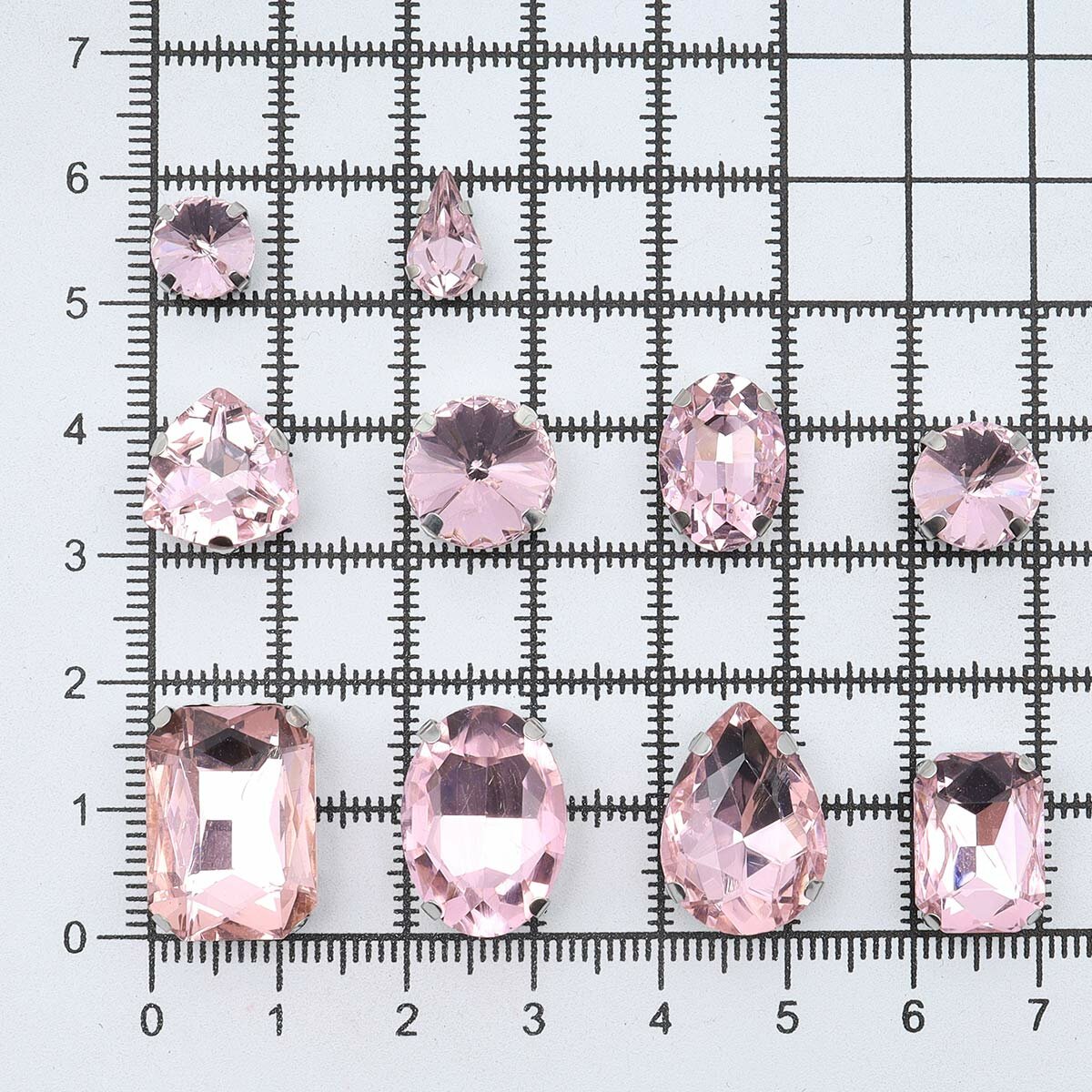Хрустальные стразы в металлических цапах, Astra&Craft, МФ-6, форма страз микс (розовый), 10 шт