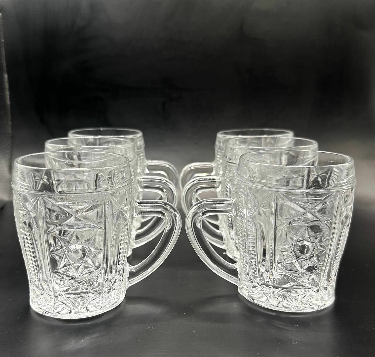 фото Набор кружек 6 штук, высота 8,5 см, хрусталь, Винтаж, СССР