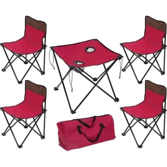 Набор складной мебели Ecos стол и четыре стула) в чехле TD-10 темно-вишневый)