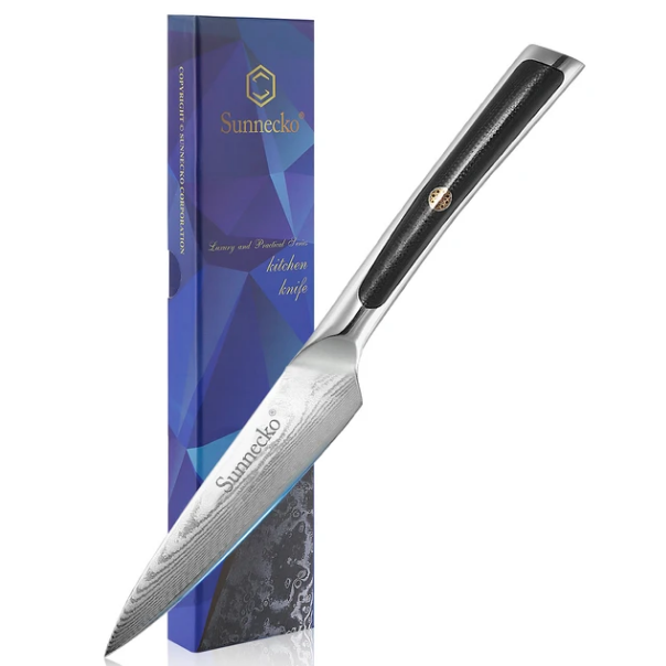 Кухонный нож из дамасской стали для чистки овощей SUNNECKO
