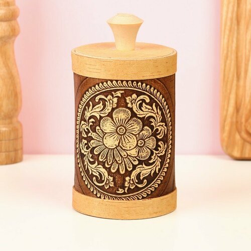 Туес Цветочки круглый береста 1365₽