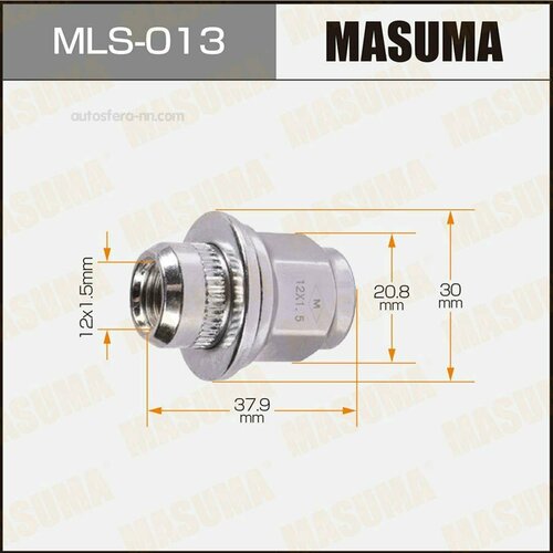 MASUMA MLS013 Гайка 12x15 короткие с шайбой D 30mm под ключ21мм упаковка 20 шт цена за 1 шт 14120₽