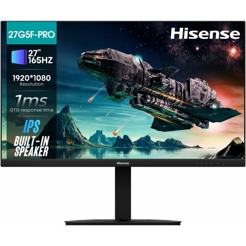 HISENSE Монитор Hisense 27 27G5F-PRO черный IPS LED 1ms 169 HDMI MM 250cd 178гр178гр 1920x1080 165Hz FreeSync Premium DP FHD 75кг 27G5F-PRO 2198000₽