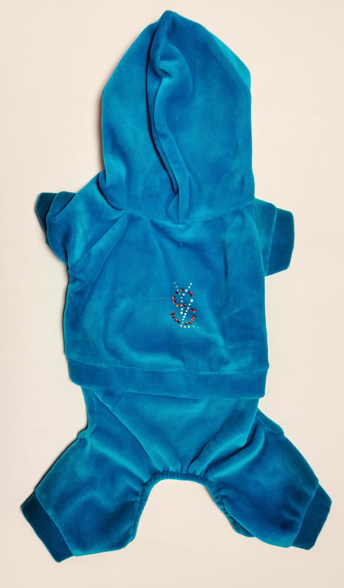 Спортивный костюм №1 для мелких пород, цвет голубой с рисунком "S"