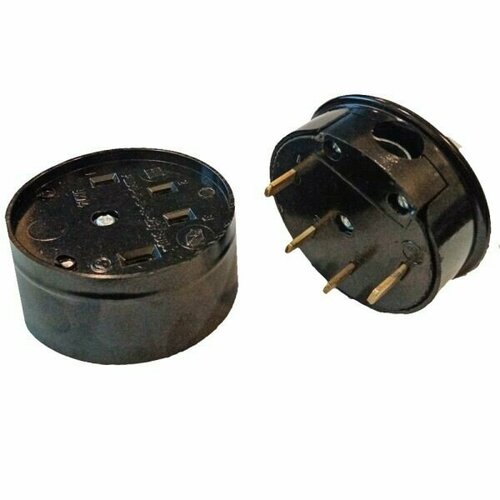 Разъем (вилка+розетка) О/У 3-фаз. (3P+PE) 25А 380В карболит черный, для эл. плит PLEXUP