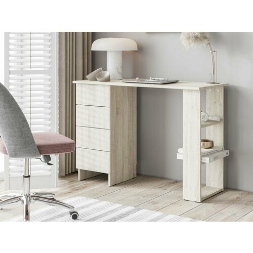 Компьютерный письменный стол Оливер с полками с ящиками с тумбой 106х45х75 см Дуб Сонома 4630₽