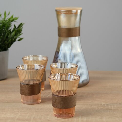 Графин со стаканами стекло желтый 1250200 мл 5 предметов в подарочной упаковке набор для питья 2530₽