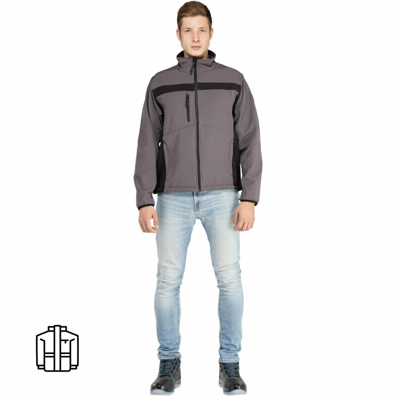 Куртка муж демисезонная софтшел LULEA cер/черн р.3XL(арт. LULE2GR3X) 2076233