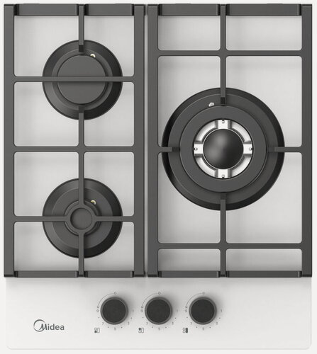 Изображение товара Газовая варочная панель Midea MG449TGW 51 см, 3 конфорки электроподжиг газконтроль, белый